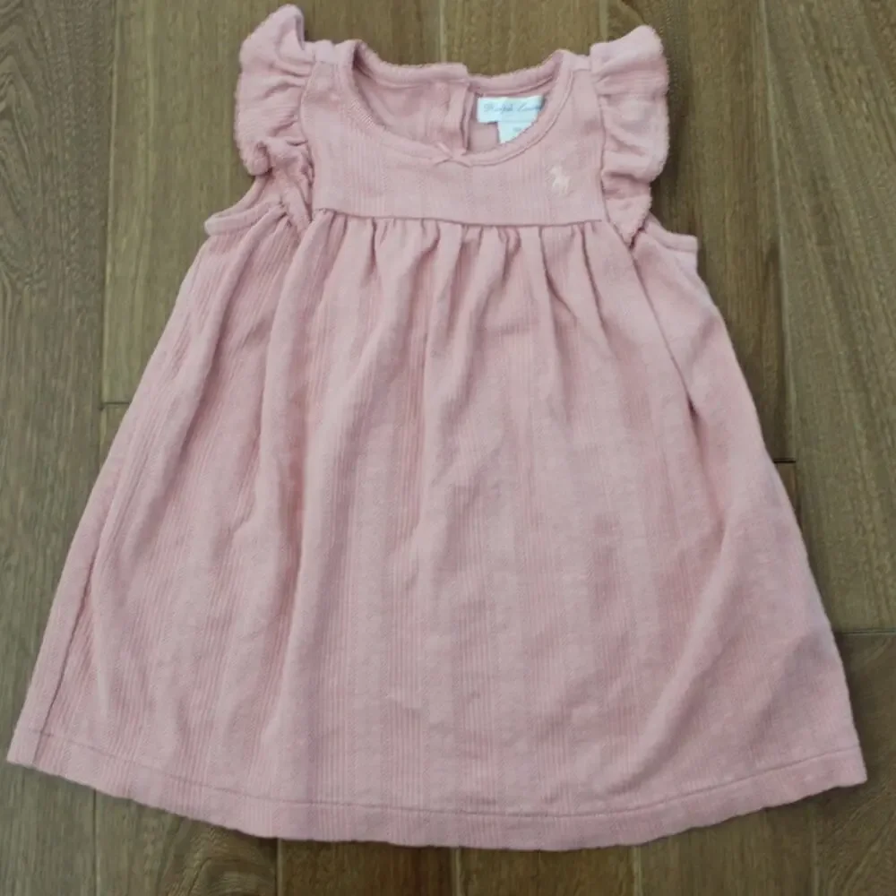 Ralph Lauren Pink Knit‎ Ribbed Baby Doll Fit and Flare Dress Pink 6 Month